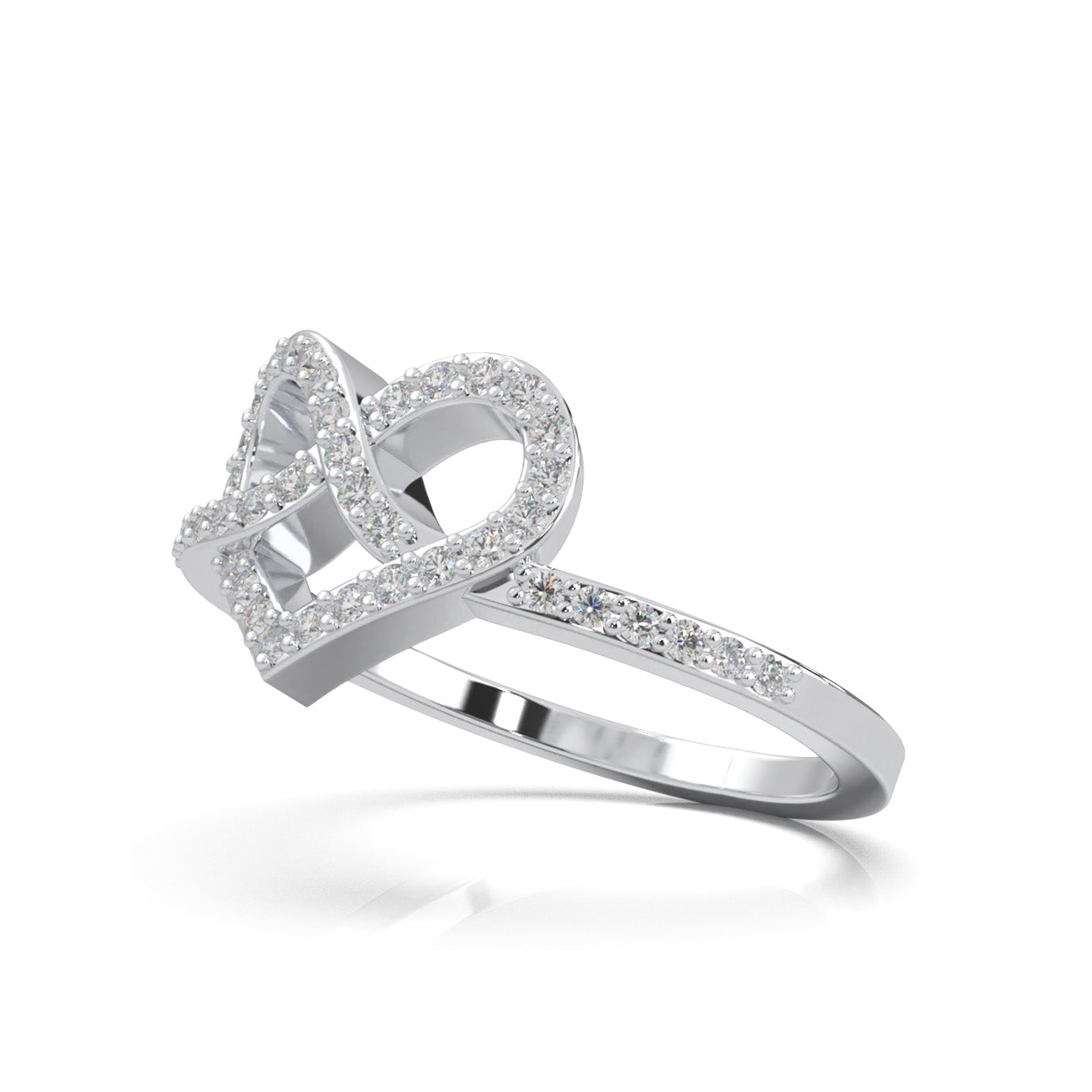 0.33 ct Moissanite Heart Rings in 10k White Gold