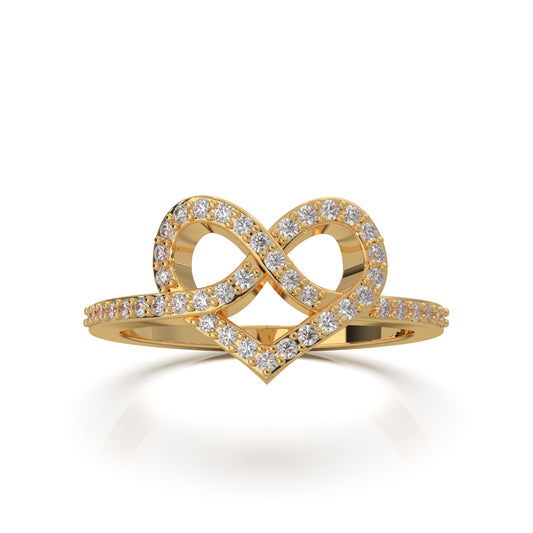 0.33 ct Lab Grown Diamond Heart Rings in 14k Yellow Gold