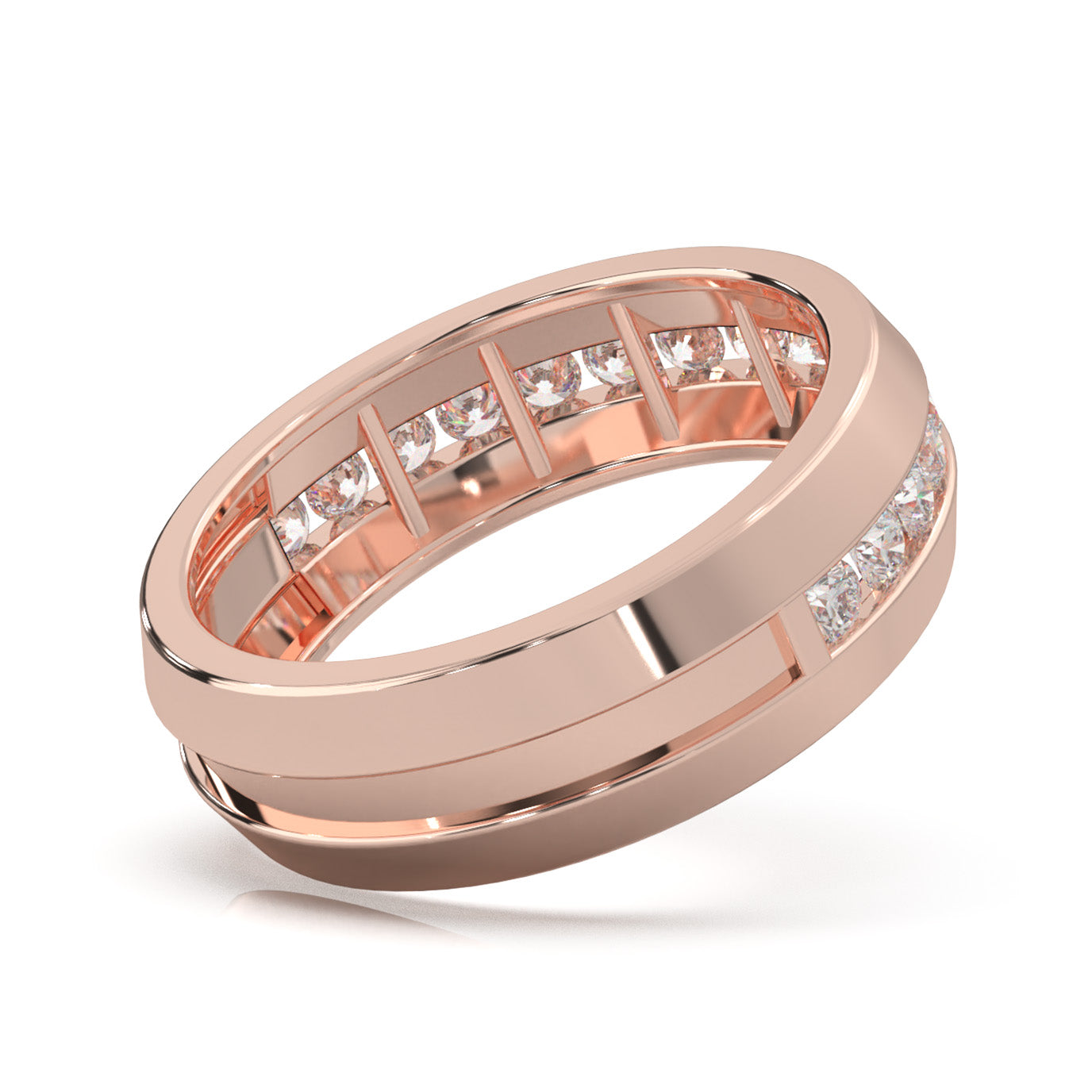 0.90 ct Moissanite Wedding Bands in 14k Rose Gold