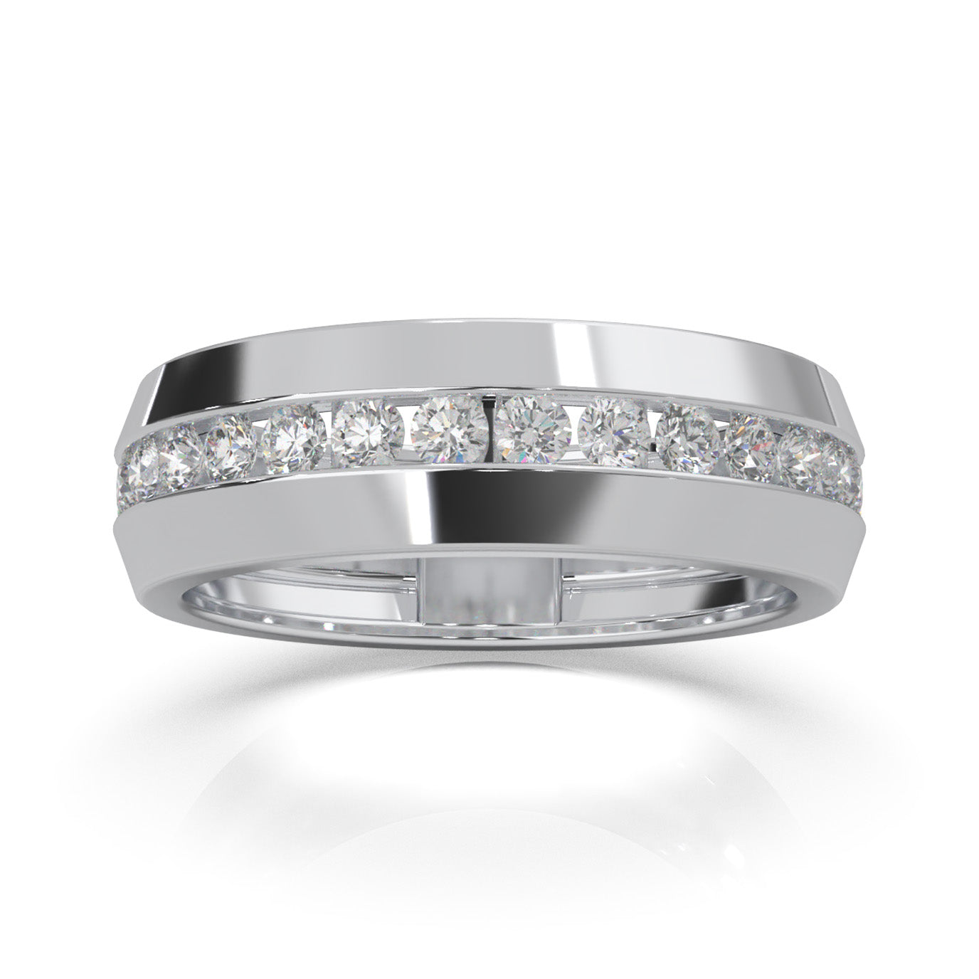 0.90 ct Natural Diamond Wedding Bands in 10k White Gold