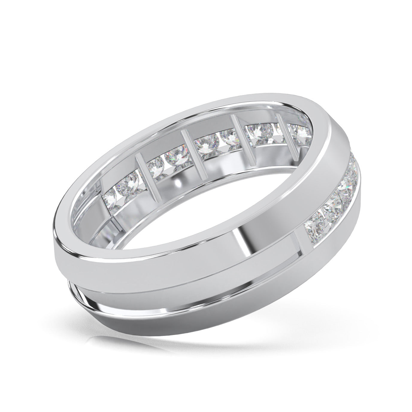 0.90 ct Natural Diamond Wedding Bands in 14k White Gold