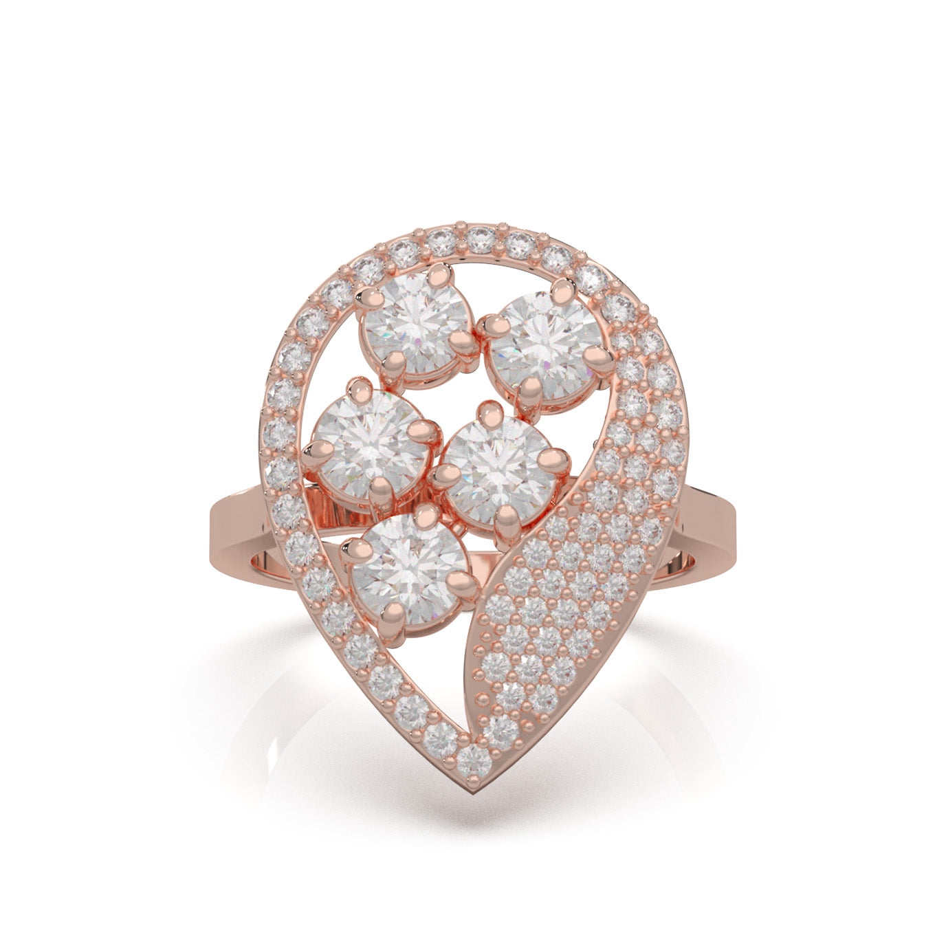 1.80 ct Lab Grown Diamond Fancy Rings in 14k Rose Gold