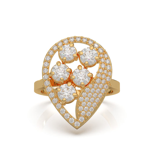 1.80 ct Moissanite Fancy Rings in 14k Yellow Gold