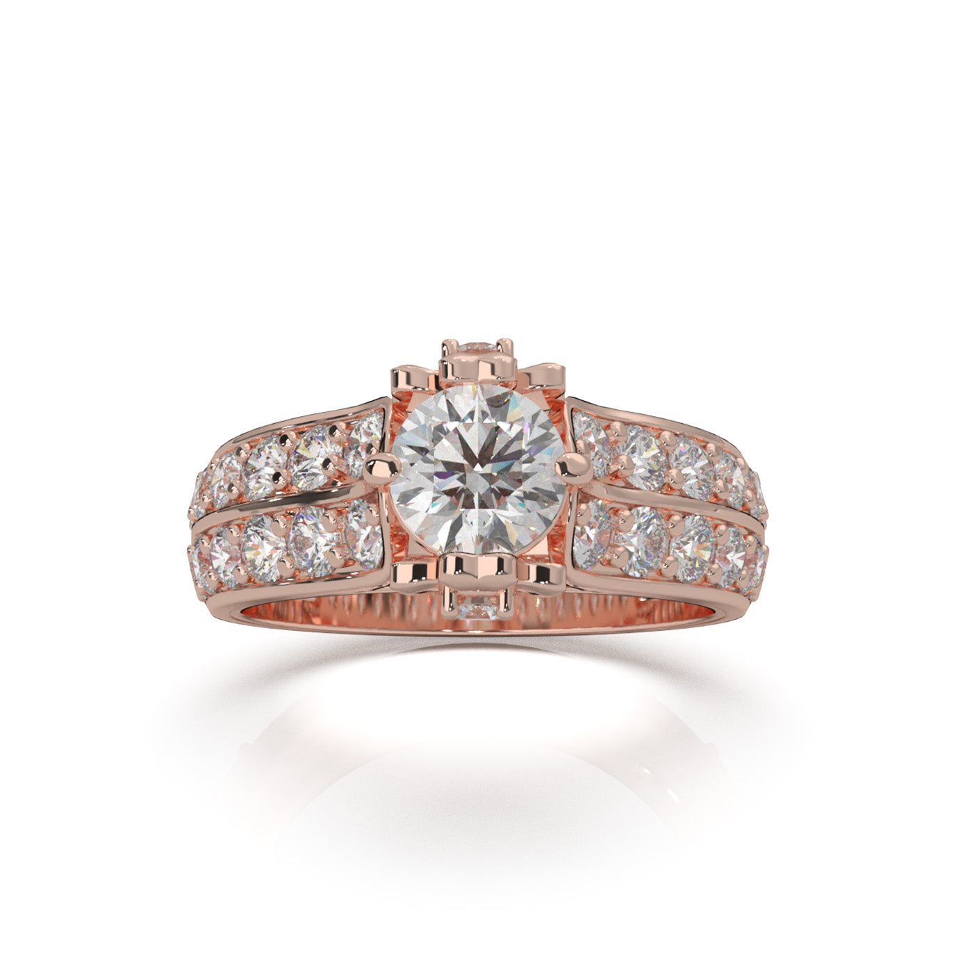 2.40 ct Natural Diamond Engagement Rings in 14k Rose Gold