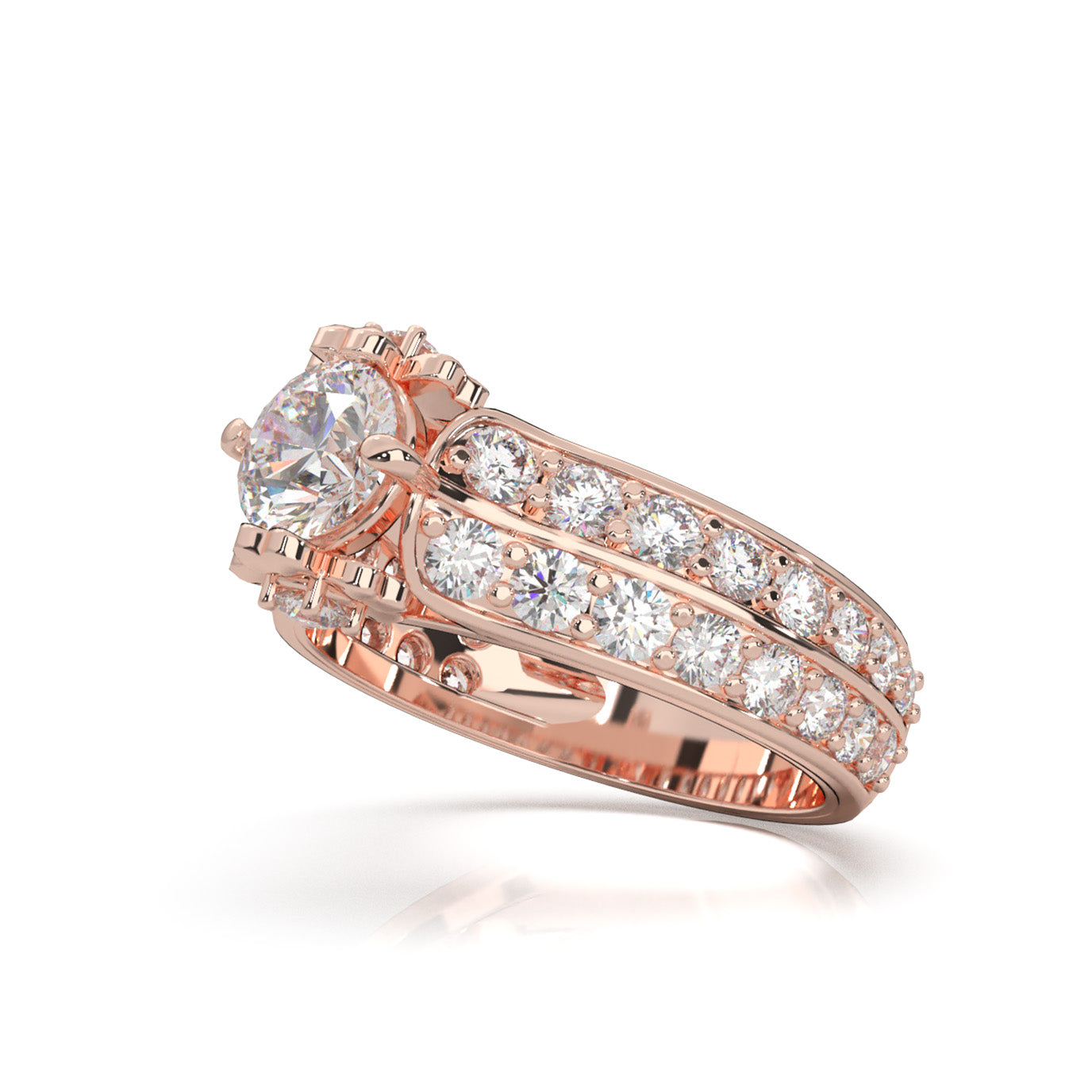2.40 ct Natural Diamond Engagement Rings in 14k Rose Gold