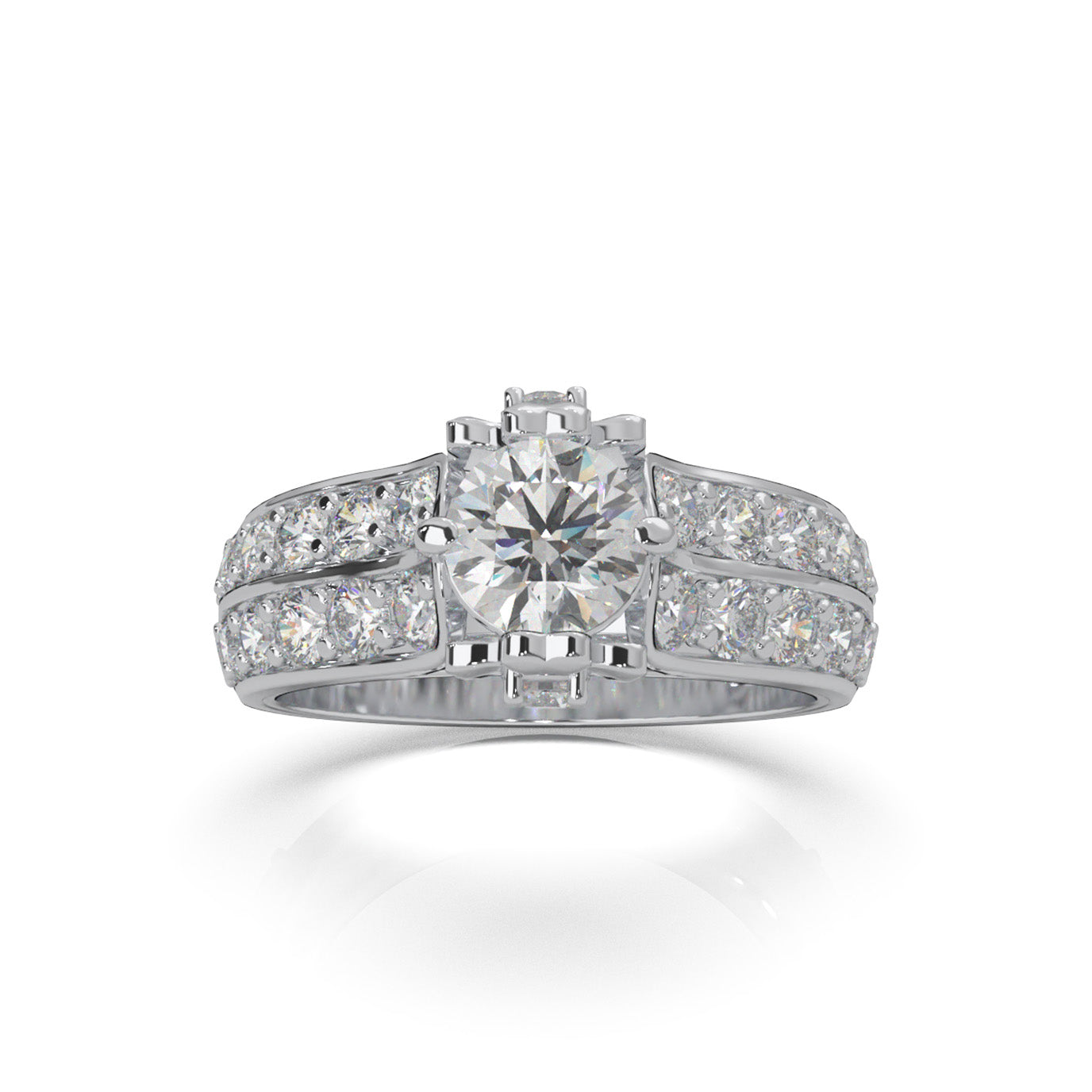 2.40 ct Natural Diamond Engagement Rings in 14k White Gold