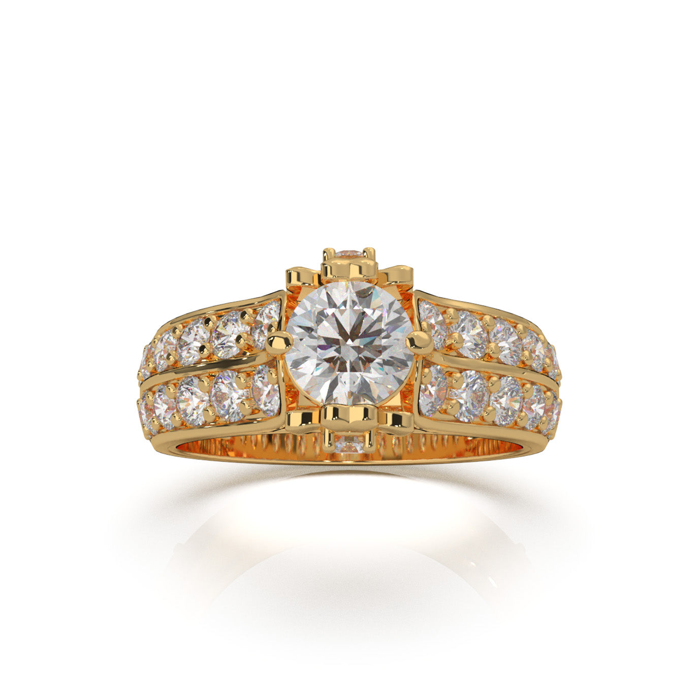 2.40 ct Natural Diamond Engagement Rings in 14k Yellow Gold