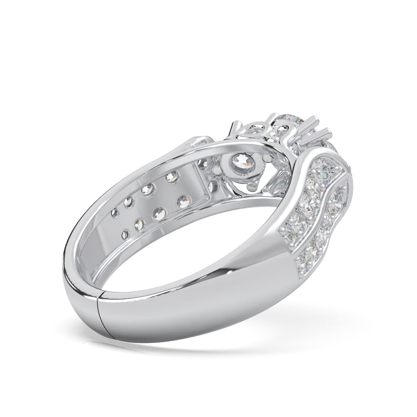 1.60 ct Moissanite 3Stone Rings in 14k White Gold