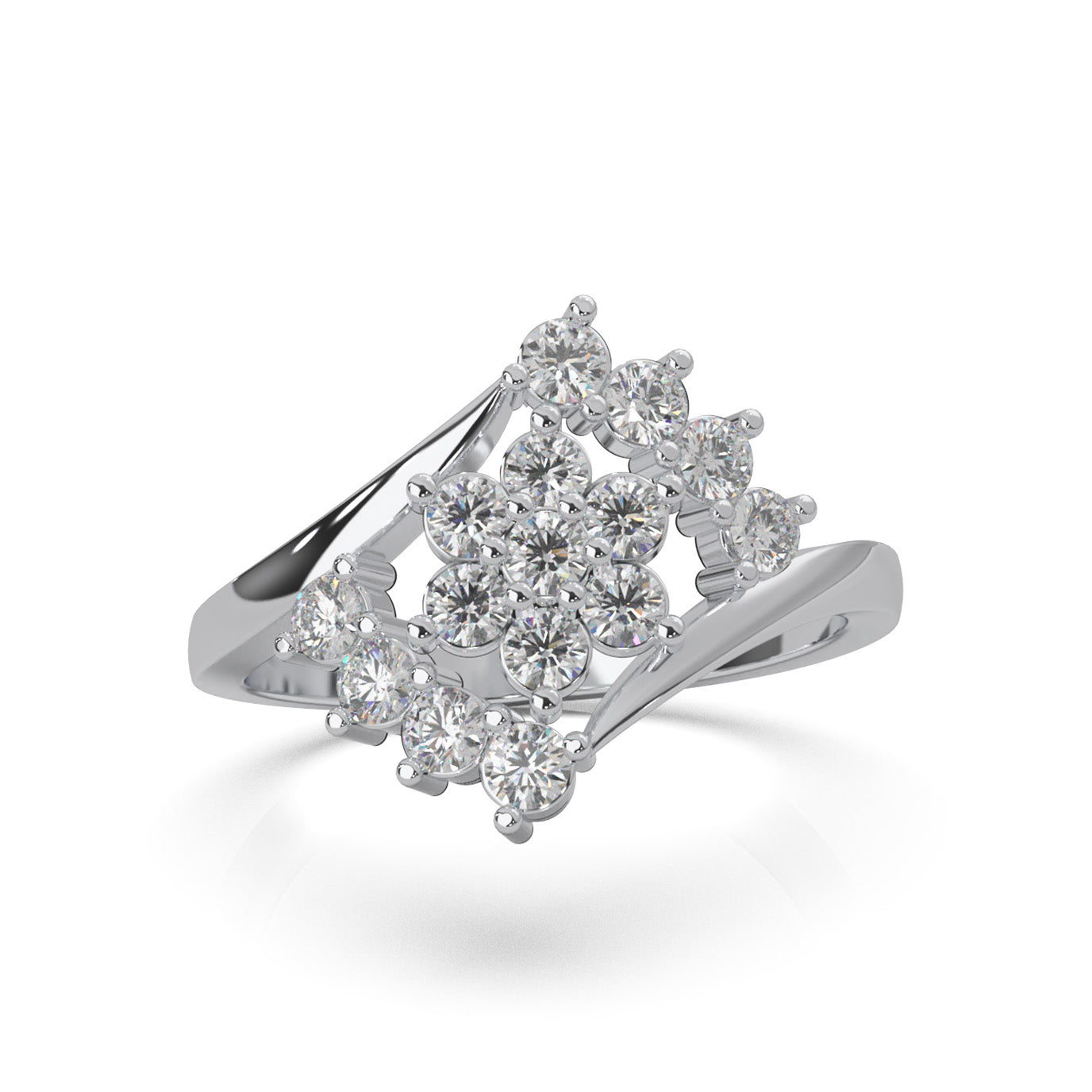 0.80 ct Moissanite Fancy Rings in 14k White Gold