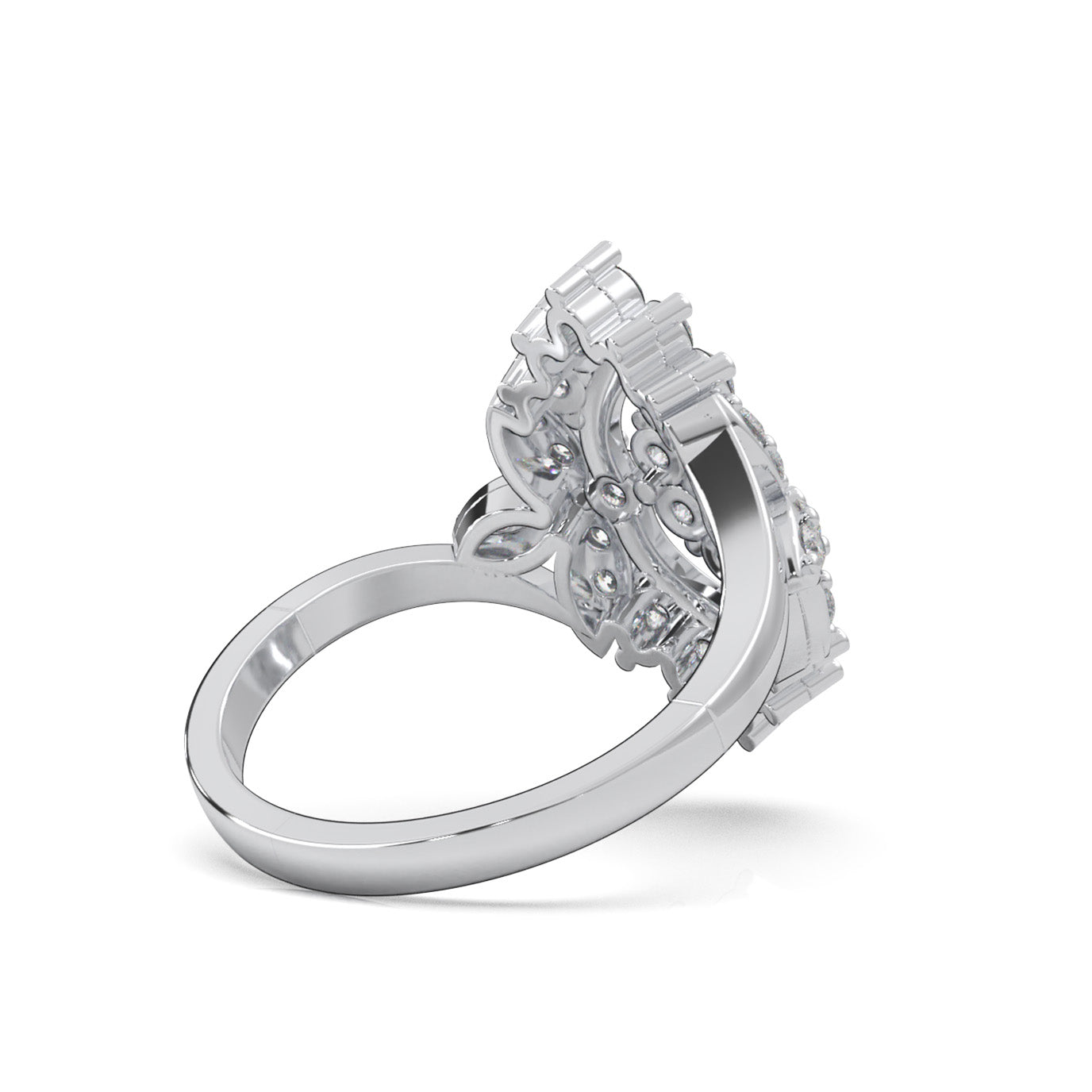 1.00 ct Natural Diamond Fancy Rings in 10k White Gold