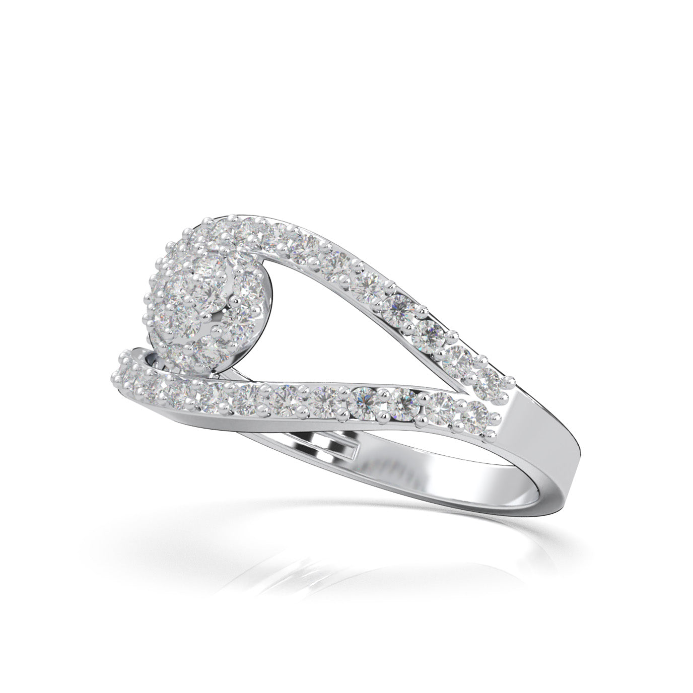 0.75 ct Natural Diamond Fancy Rings in 14k White Gold