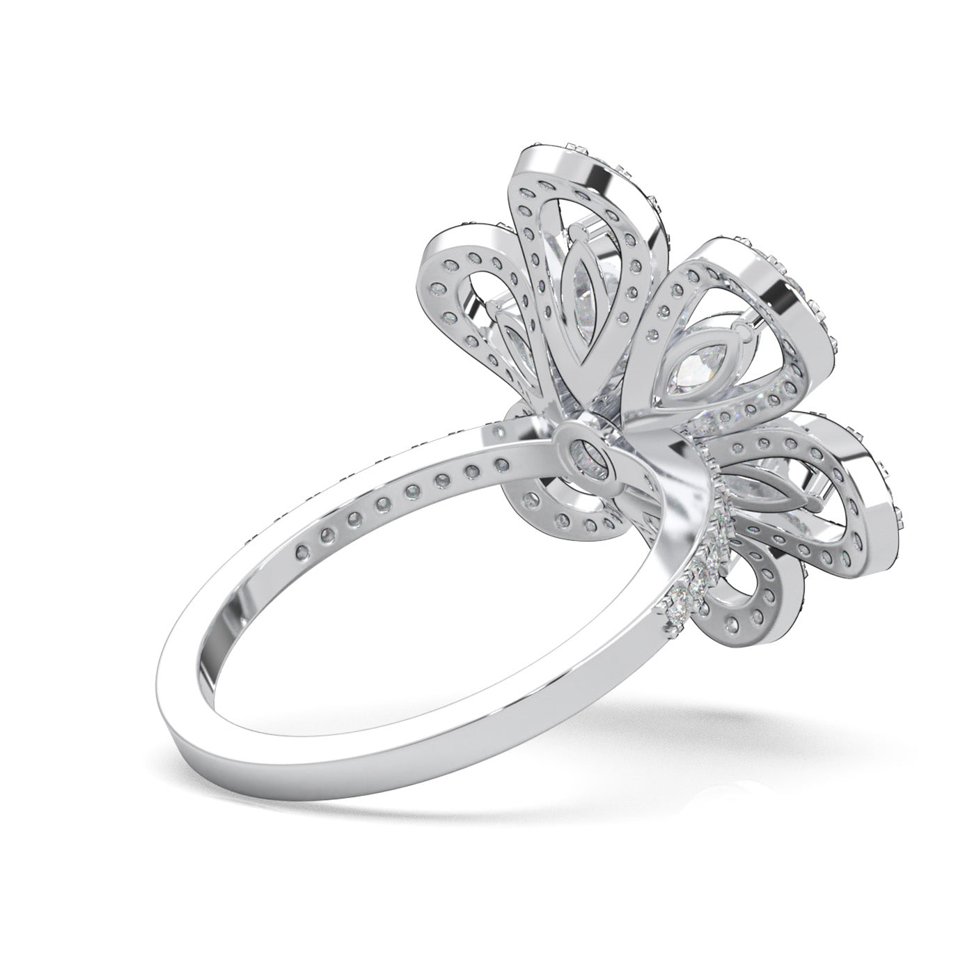 1.60 ct Moissanite Fancy Rings in 14k White Gold