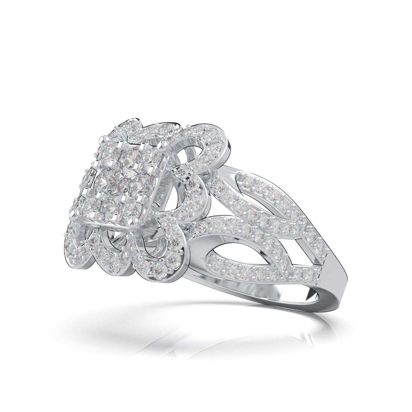 1.20 ct Natural Diamond Fancy Rings in 10k White Gold