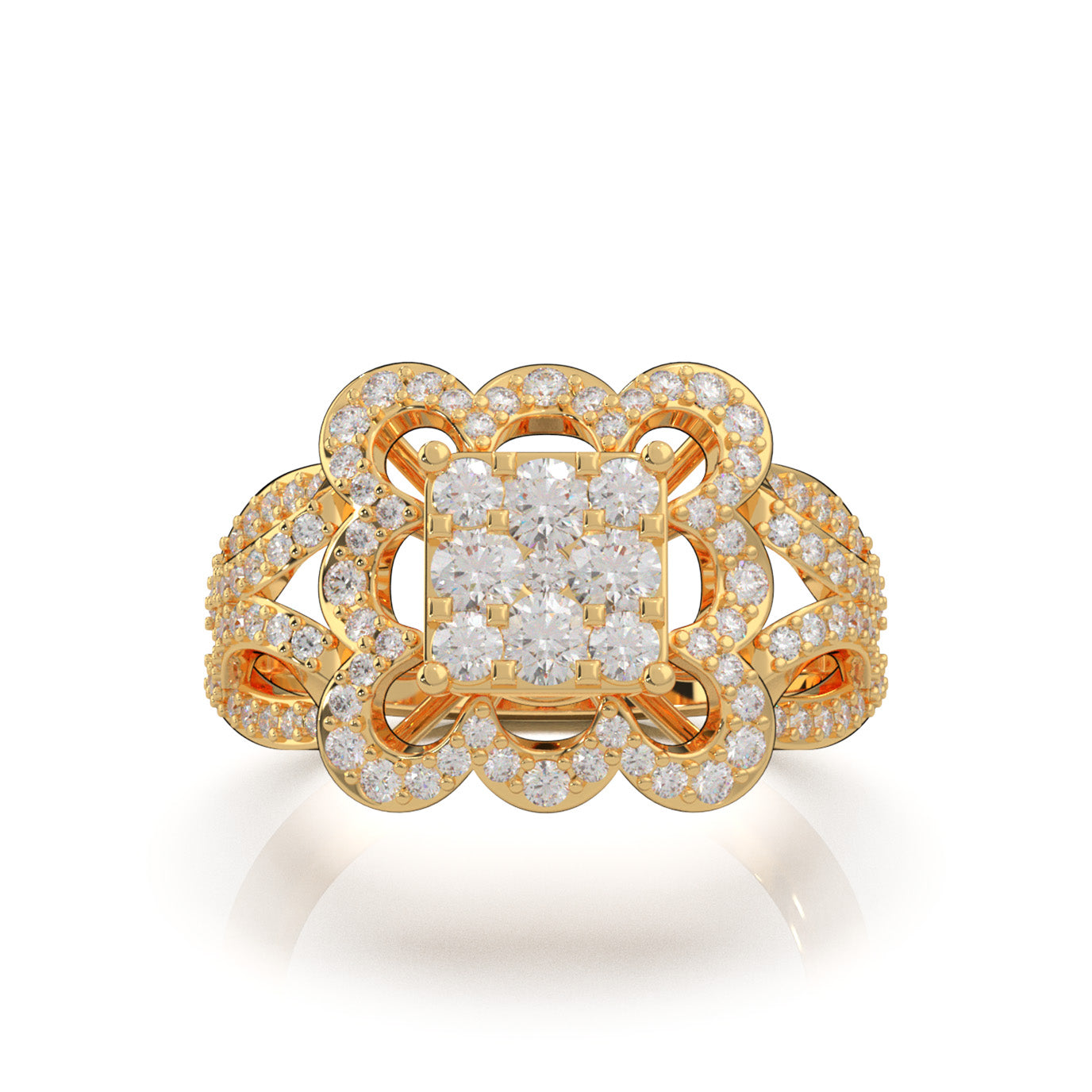 1.20 ct Moissanite Fancy Rings in 10k Yellow Gold