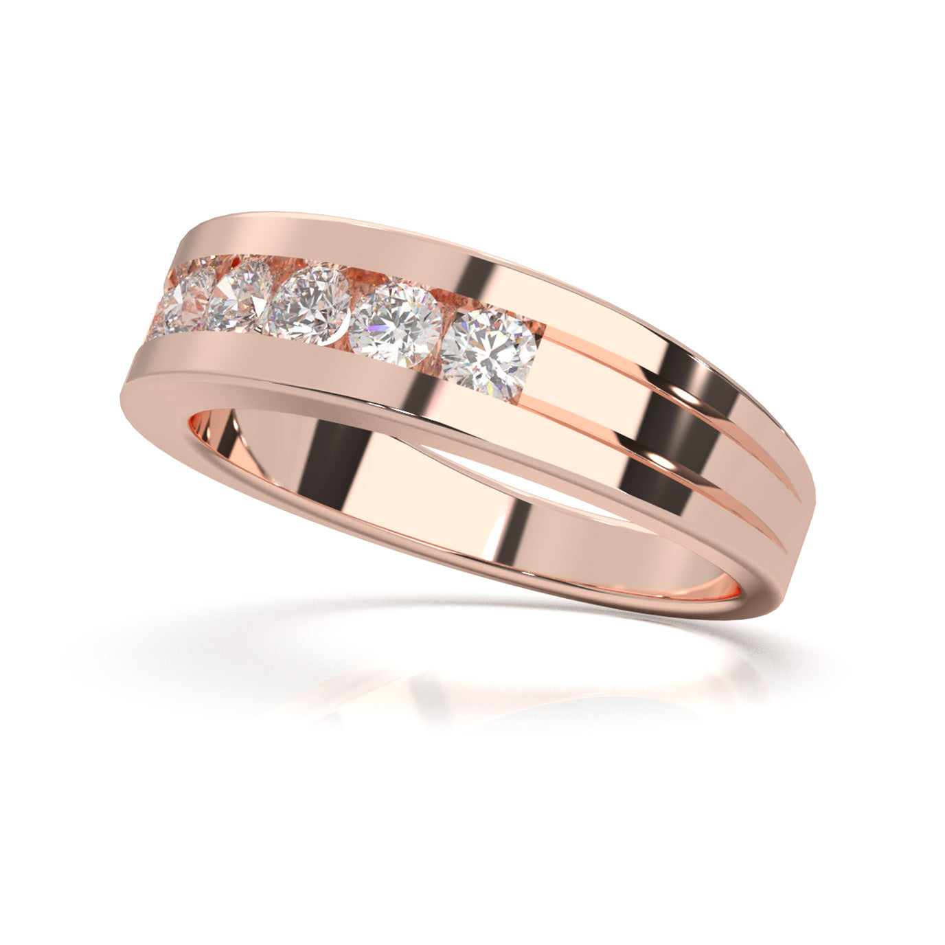 0.66 ct Natural Diamond Wedding Bands in 14k Rose Gold