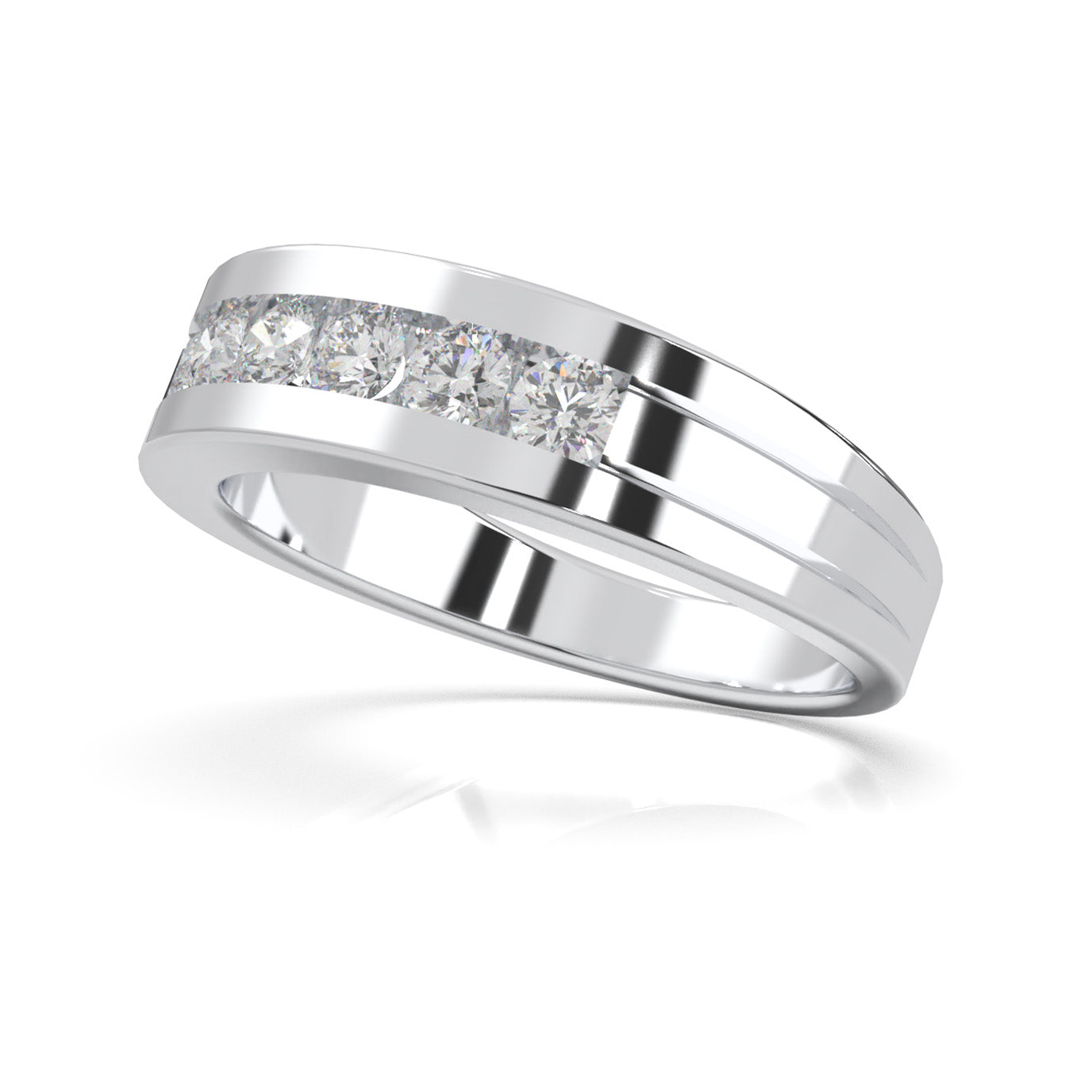 0.66 ct Natural Diamond Wedding Bands in 10k White Gold