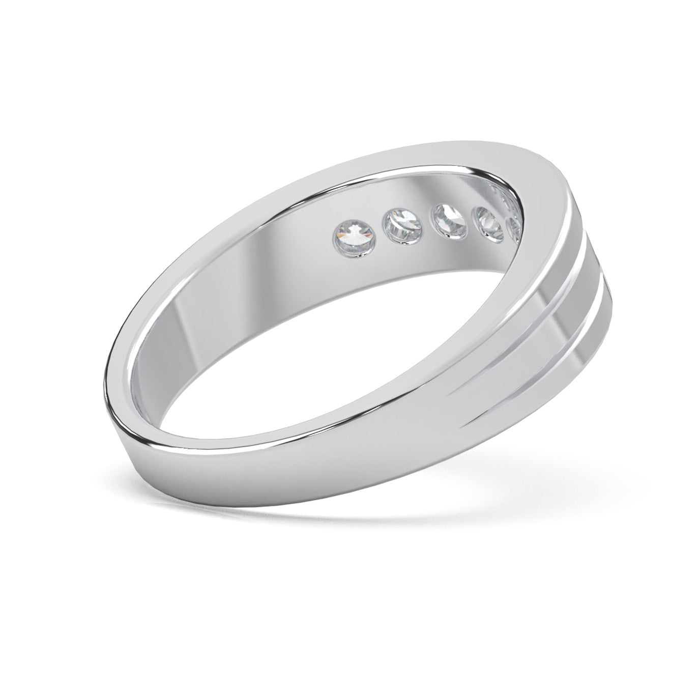 0.66 ct Moissanite Wedding Bands in 10k White Gold