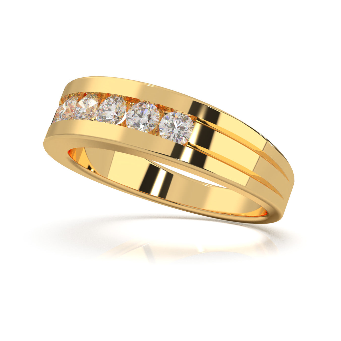 0.66 ct Natural Diamond Wedding Bands in 14k Yellow Gold