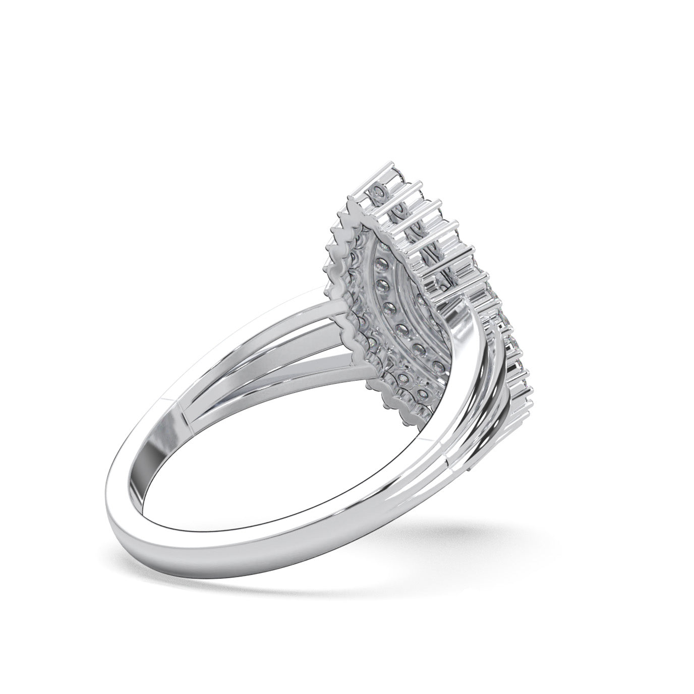 0.66 ct Natural Diamond Fancy Rings in 14k White Gold