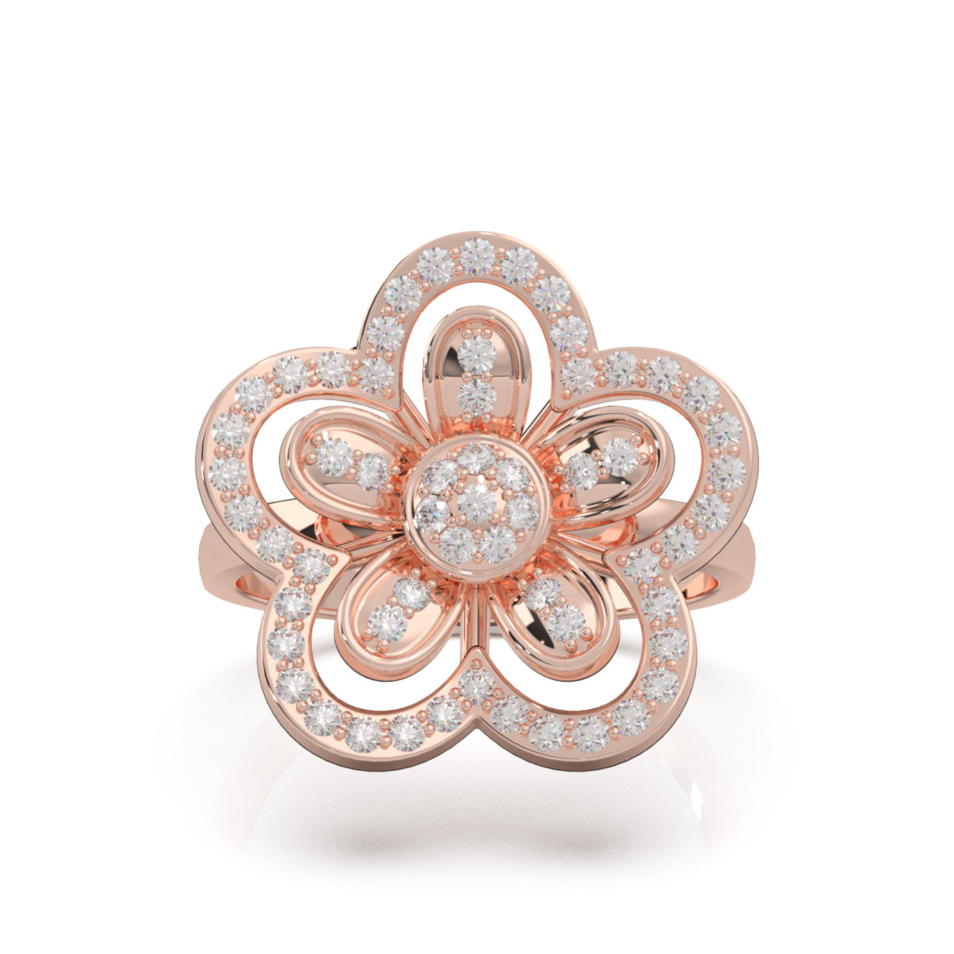 0.66 ct Natural Diamond Fancy Rings in 14k Rose Gold