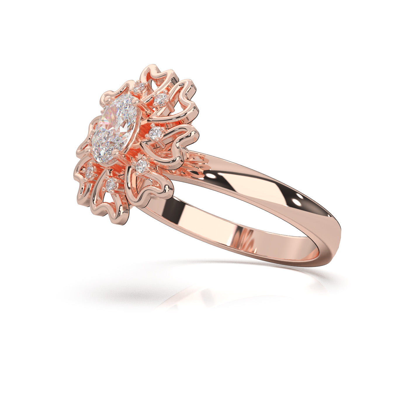 0.45 ct Moissanite Fancy Rings in 14k Rose Gold