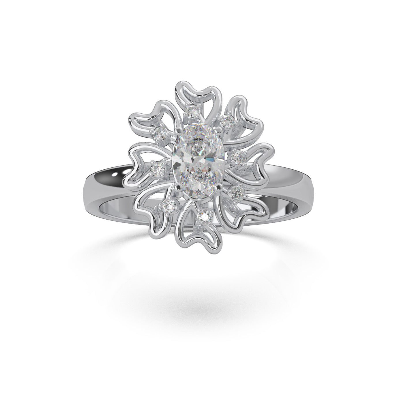 0.45 ct Moissanite Fancy Rings in 14k White Gold
