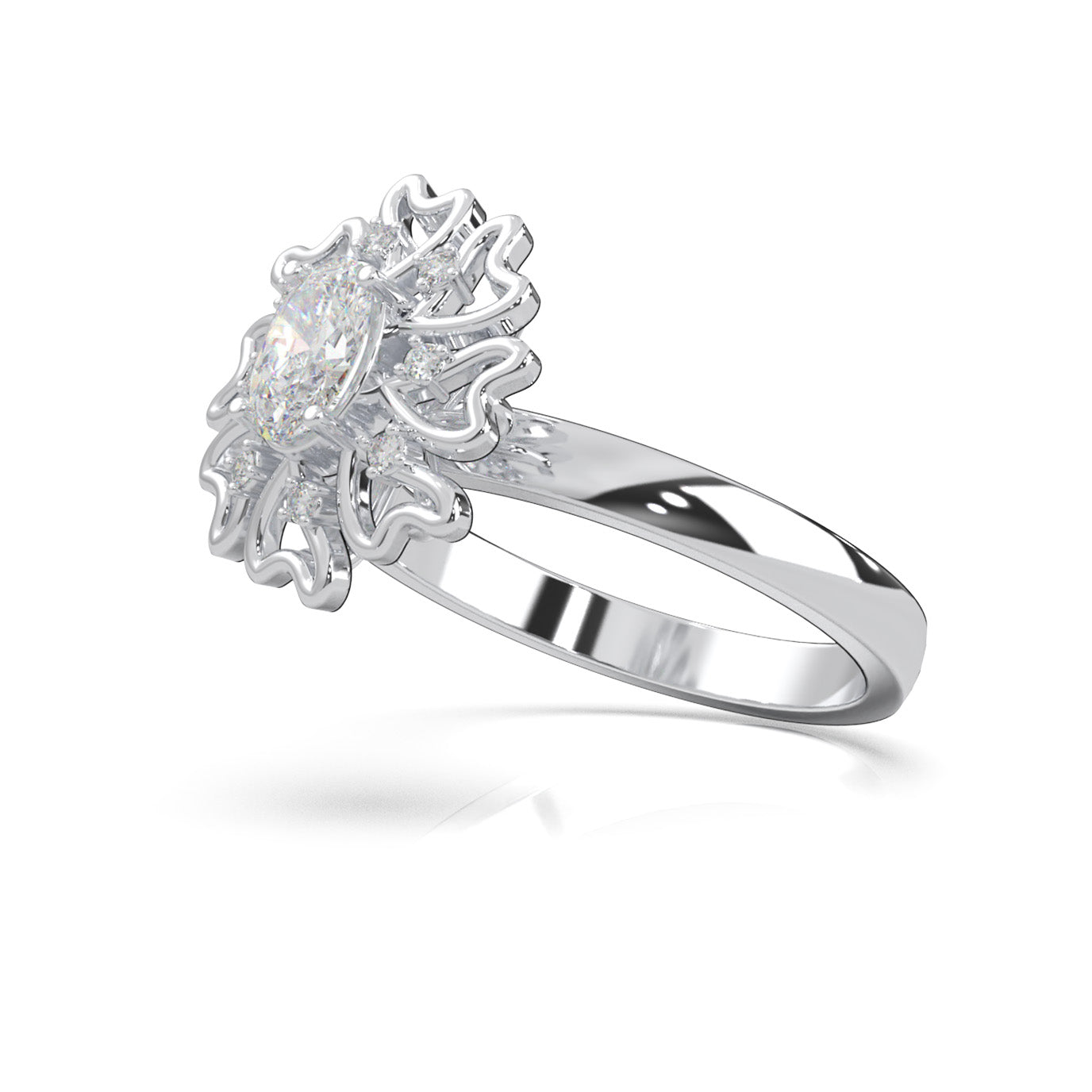 0.45 ct Moissanite Fancy Rings in 14k White Gold