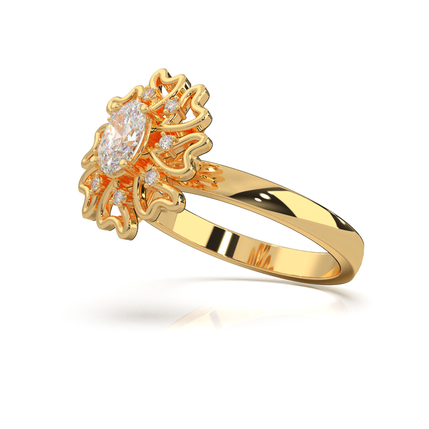0.45 ct Moissanite Fancy Rings in 14k Yellow Gold