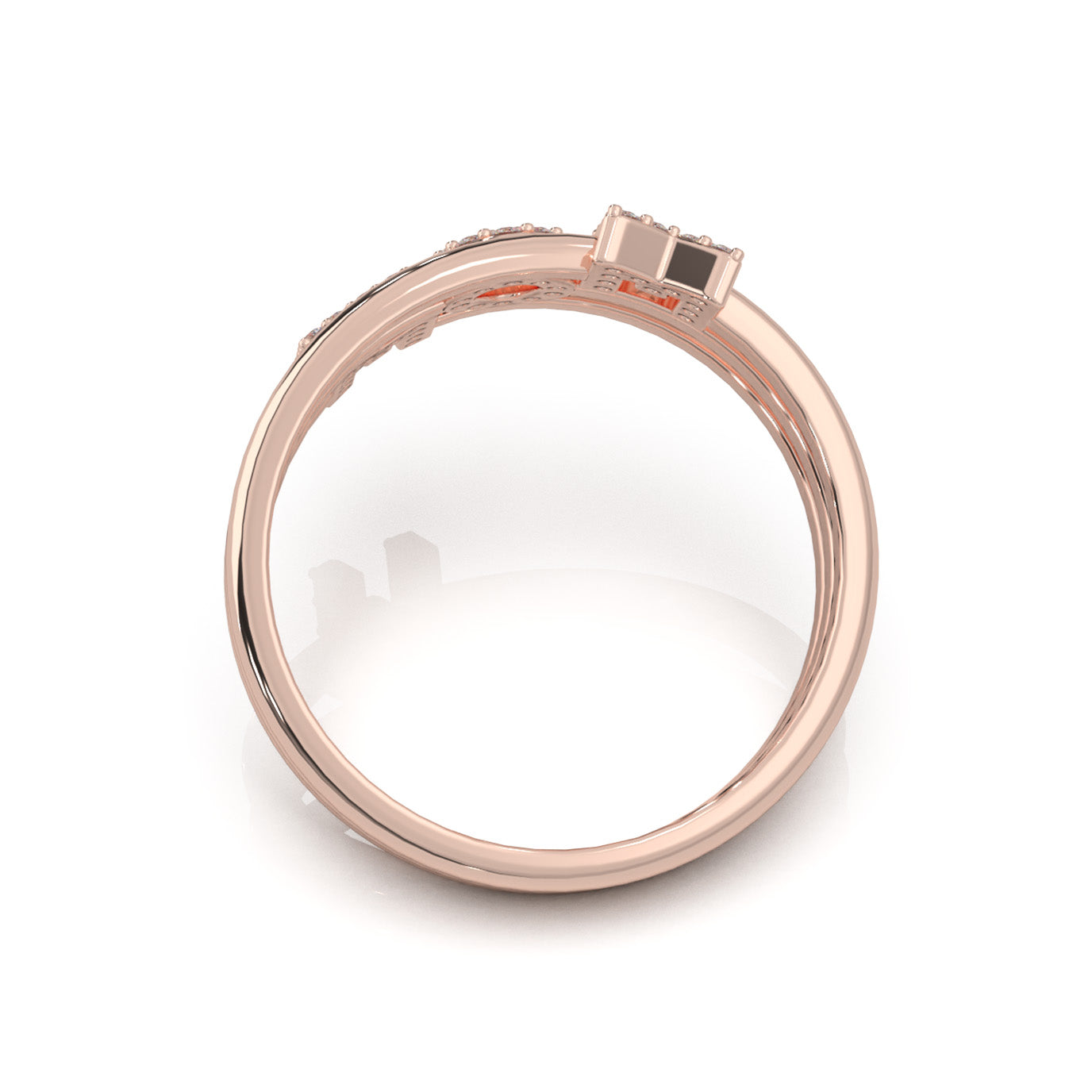 0.10 ct Moissanite Fancy Rings in 14k Rose Gold