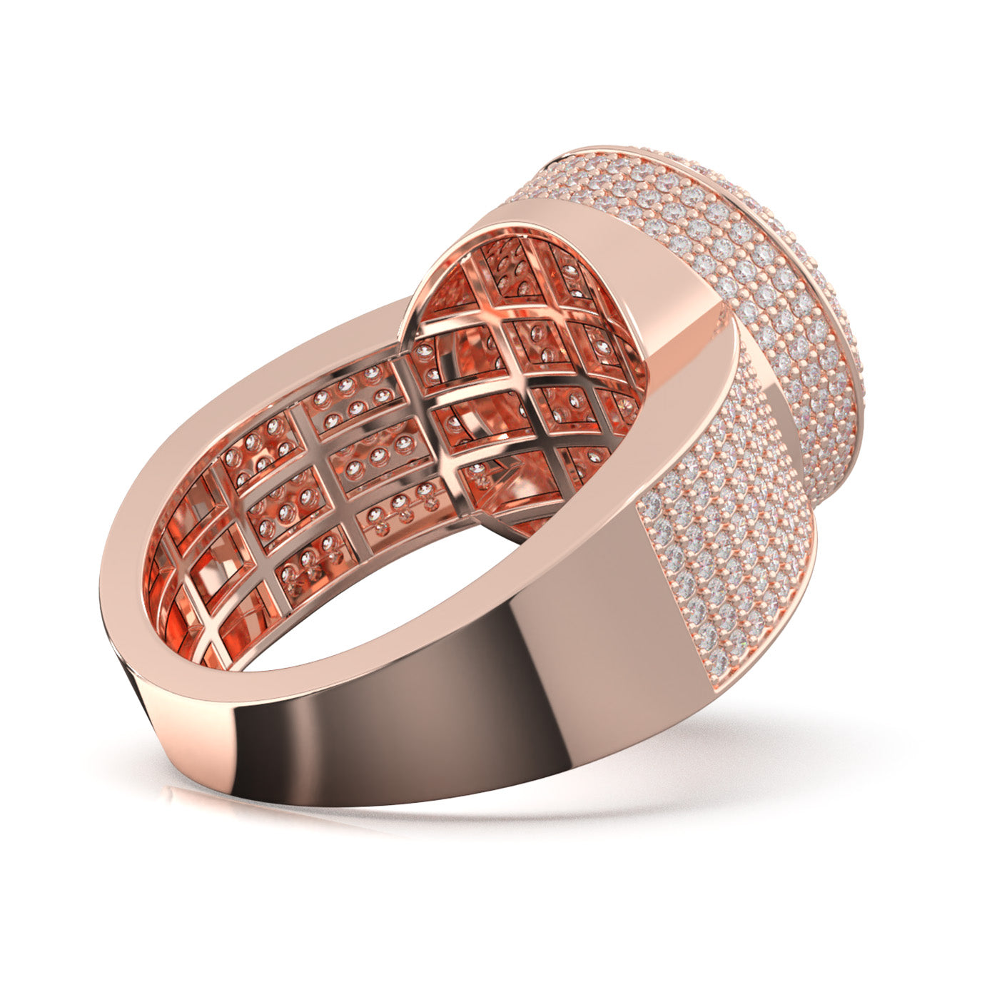 2.40 ct Moissanite Statement Mens Rings in 10k Rose Gold