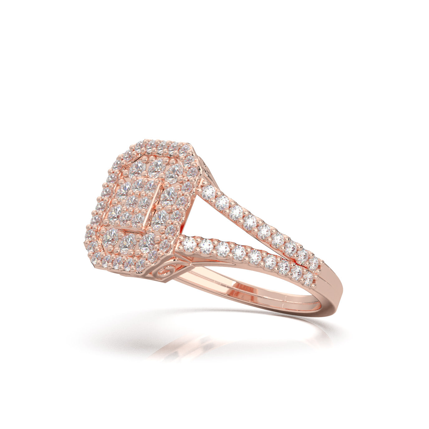 0.85 ct Moissanite Engagement Rings in 14k Rose Gold