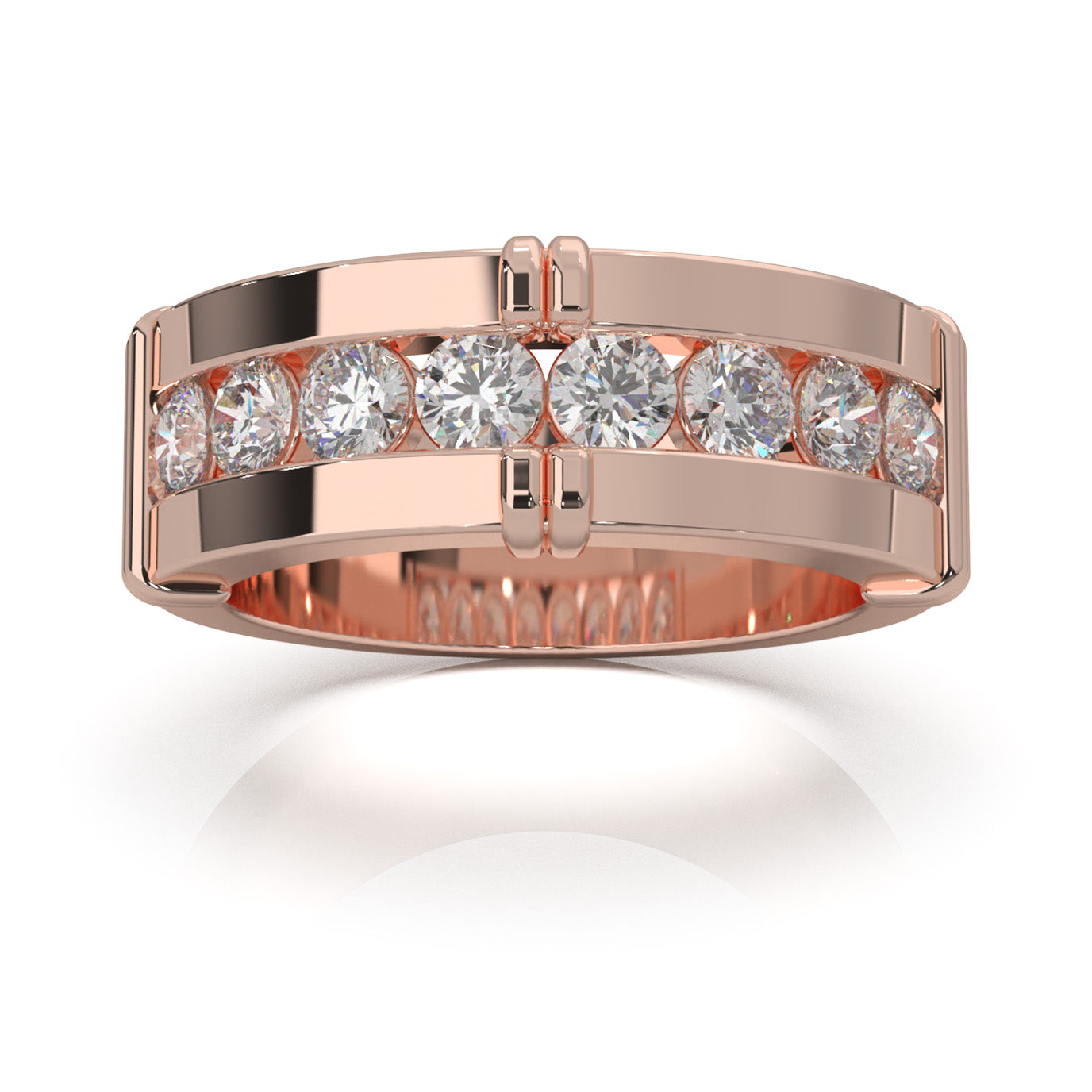 1.60 ct Natural Diamond Wedding Bands in 10k Rose Gold