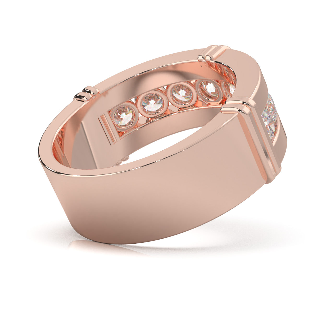 1.60 ct Moissanite Wedding Bands in 14k Rose Gold