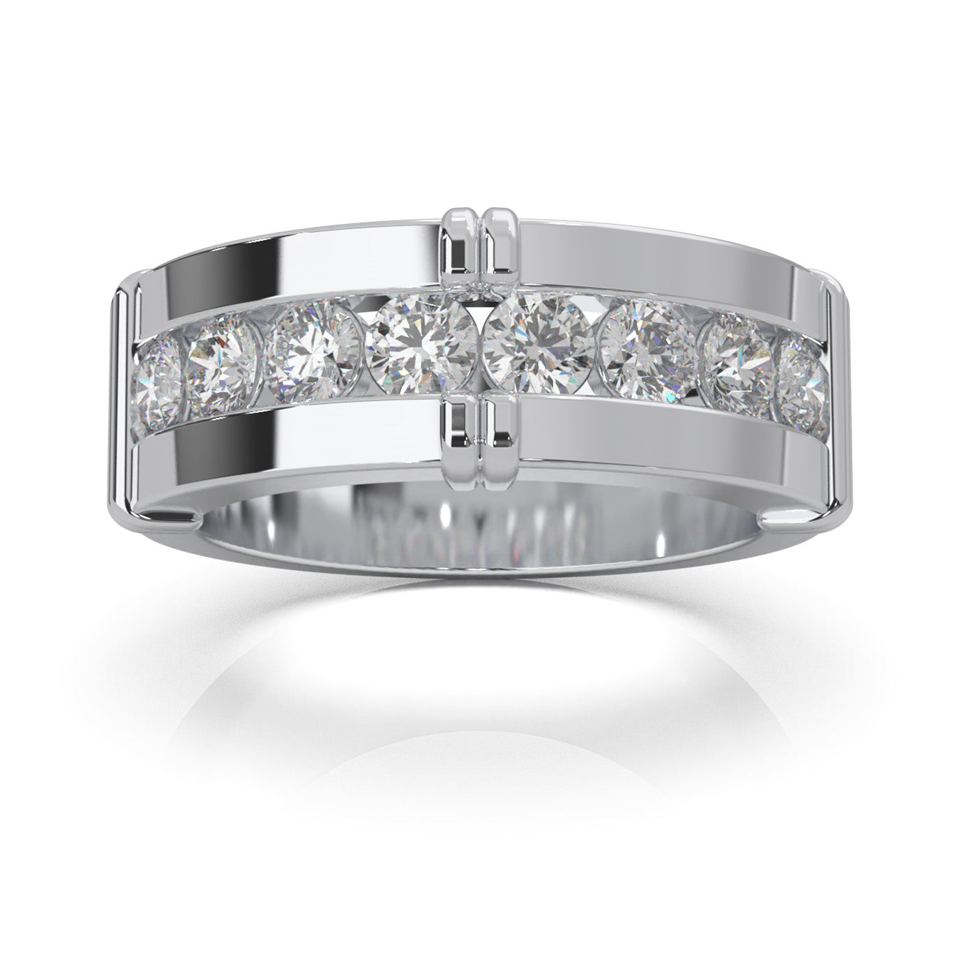 1.60 ct Moissanite Wedding Bands in 10k White Gold
