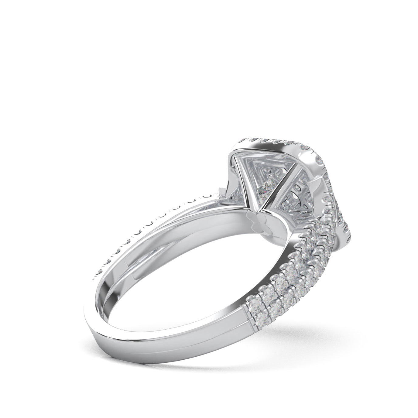 1.20 ct Moissanite Round Cut Square Shape Twist Engagement Ring in 14k White Gold