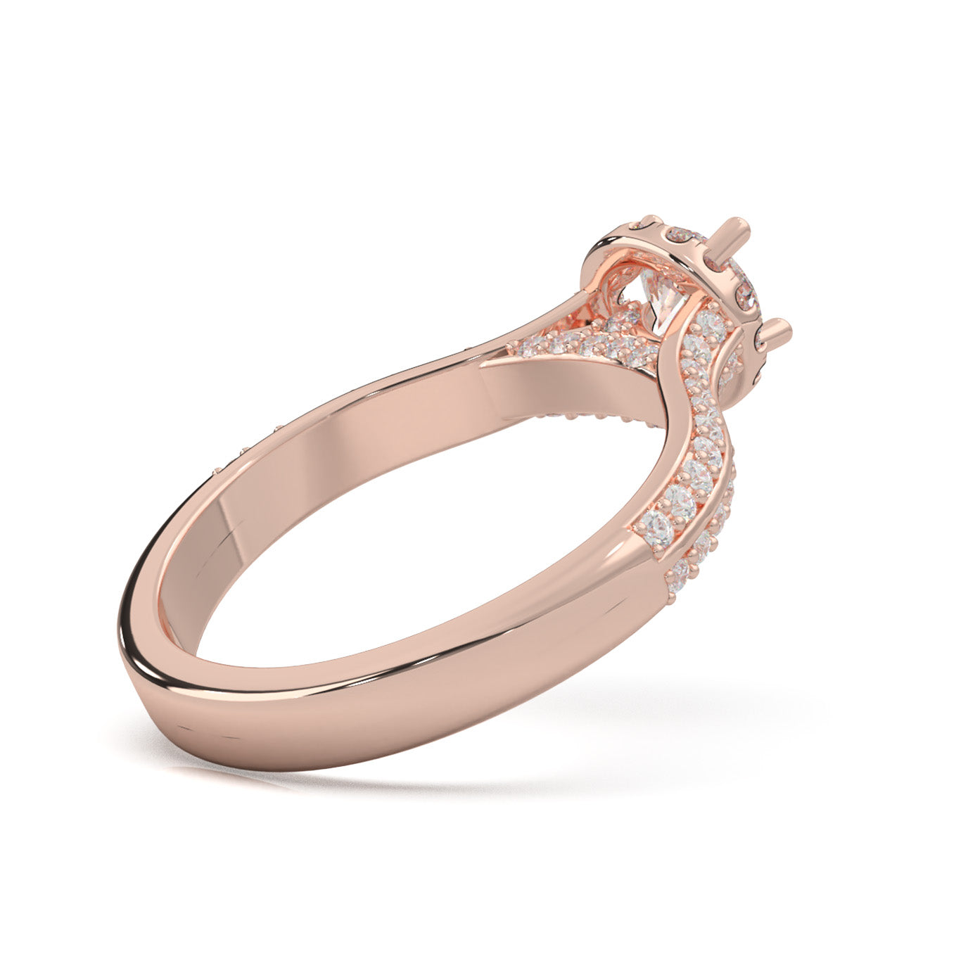 1.20 ct Moissanite Round Cut Under Halo Engagement Ring in 14k Rose Gold