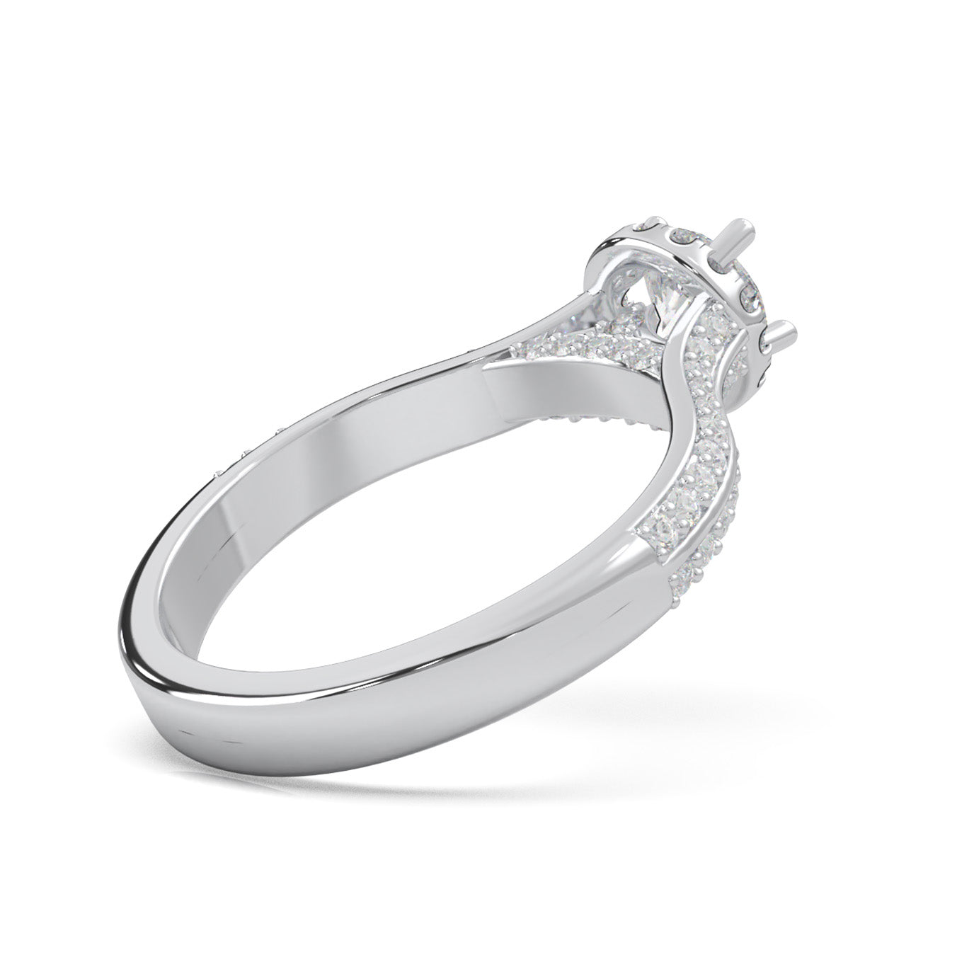 1.20 ct Lab Grown Diamond Round Cut Under Halo Engagement Ring in 14k White Gold
