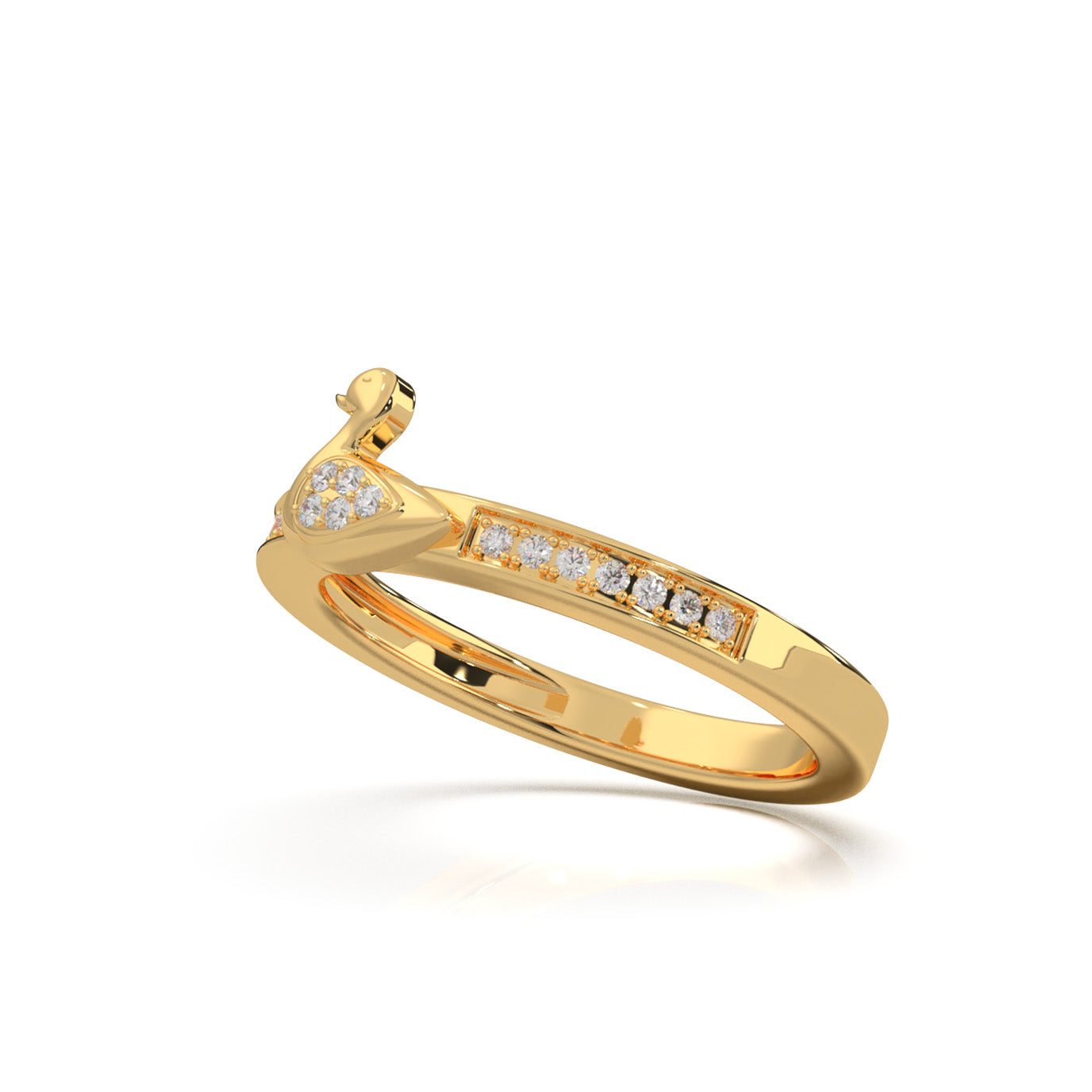 0.15 ct Natural Diamond Duck Fancy Promise Ring in 14k Yellow Gold