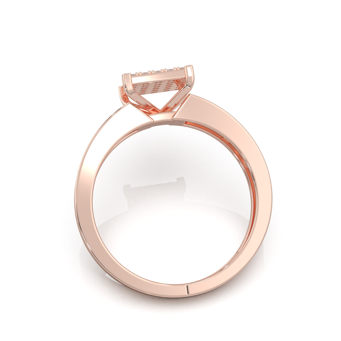 0.60 ct Lab Grown Diamond Mens Pave Square Center Ring in 14k Rose Gold