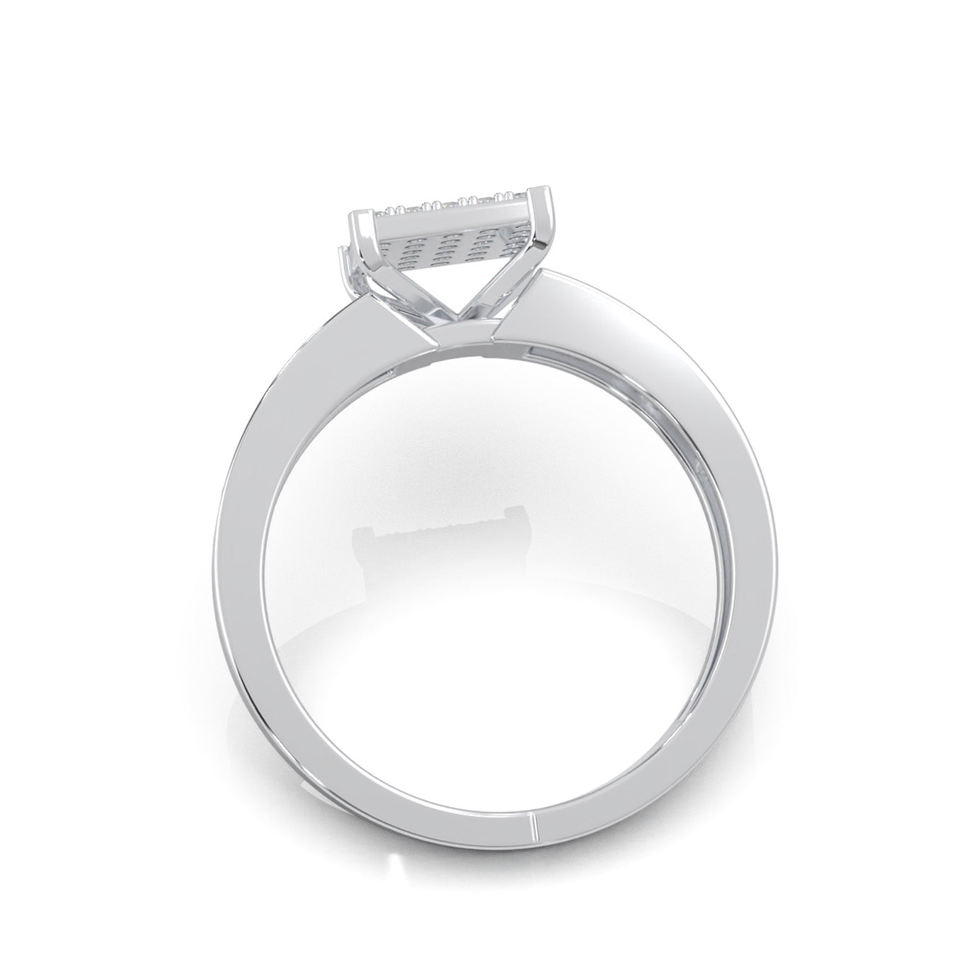 0.60 ct Lab Grown Diamond Mens Pave Square Center Ring in 14k White Gold