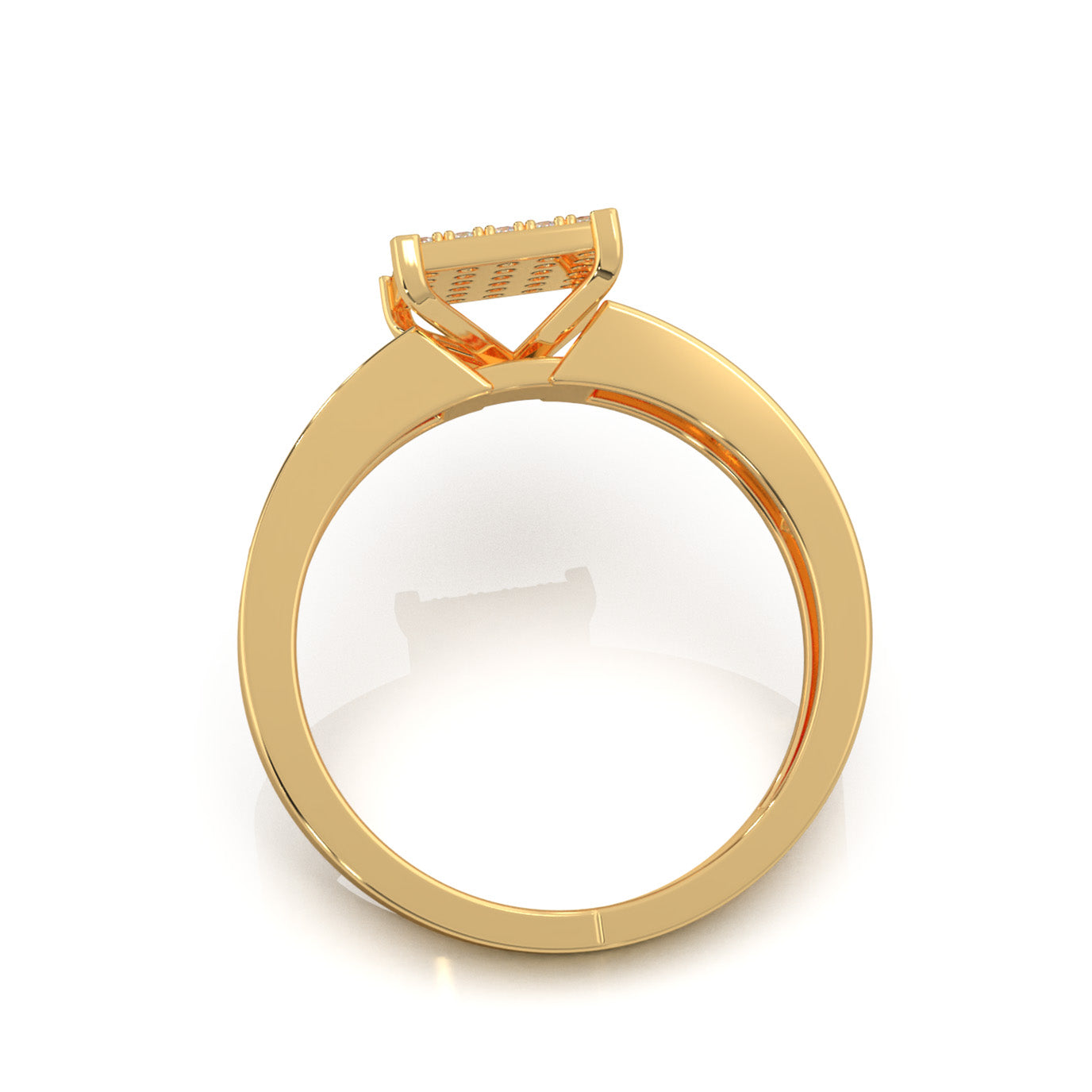 0.60 ct Lab Grown Diamond Mens Pave Square Center Ring in 14k Yellow Gold