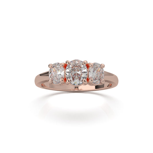 0.75 ct Moissanite 3Stone Rings in 14k Rose Gold