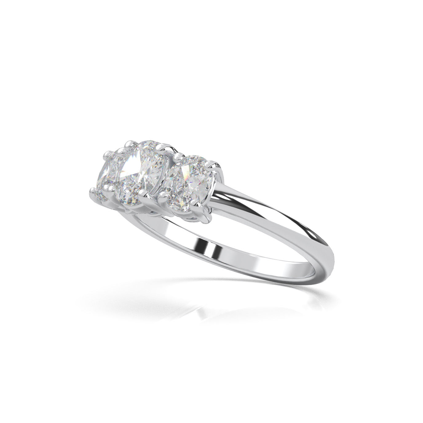0.75 ct Natural Diamond 3Stone Rings in 14k White Gold