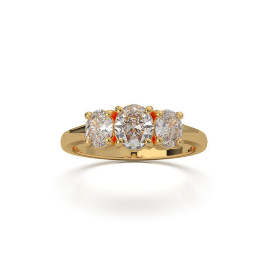 0.75 ct Natural Diamond 3Stone Rings in 10k Yellow Gold