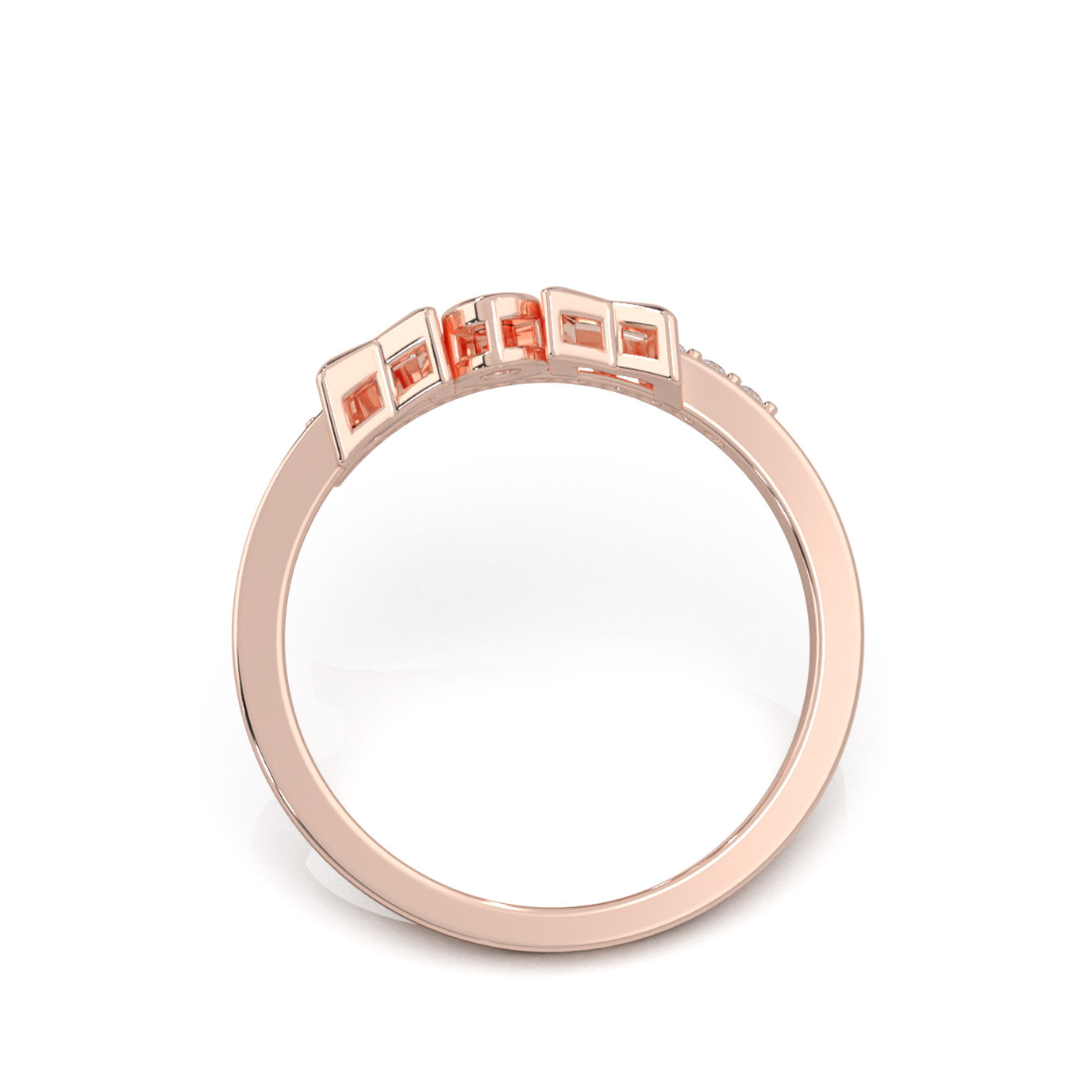 0.10 ct Moissanite Fancy Rings in 14k Rose Gold