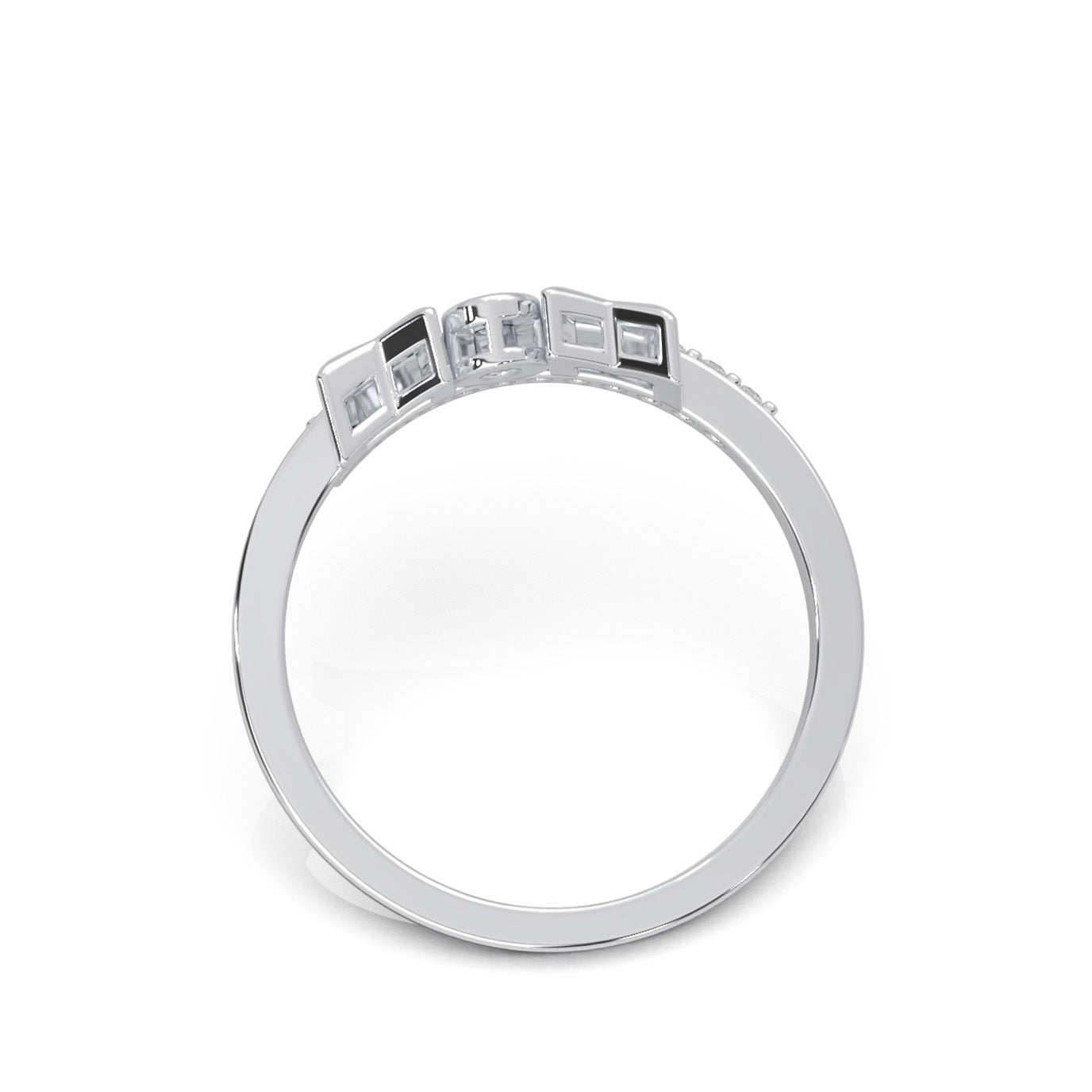 0.10 ct Moissanite Fancy Rings in 14k White Gold