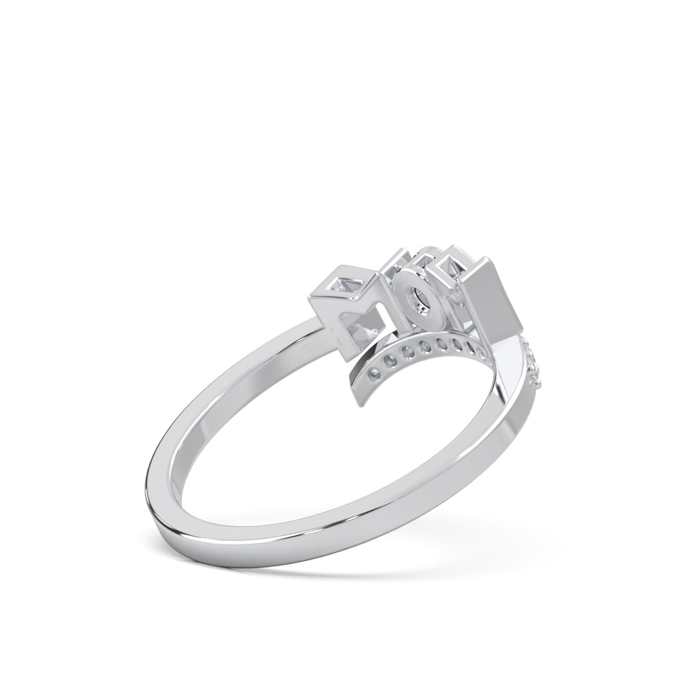 0.10 ct Moissanite Fancy Rings in 10k White Gold