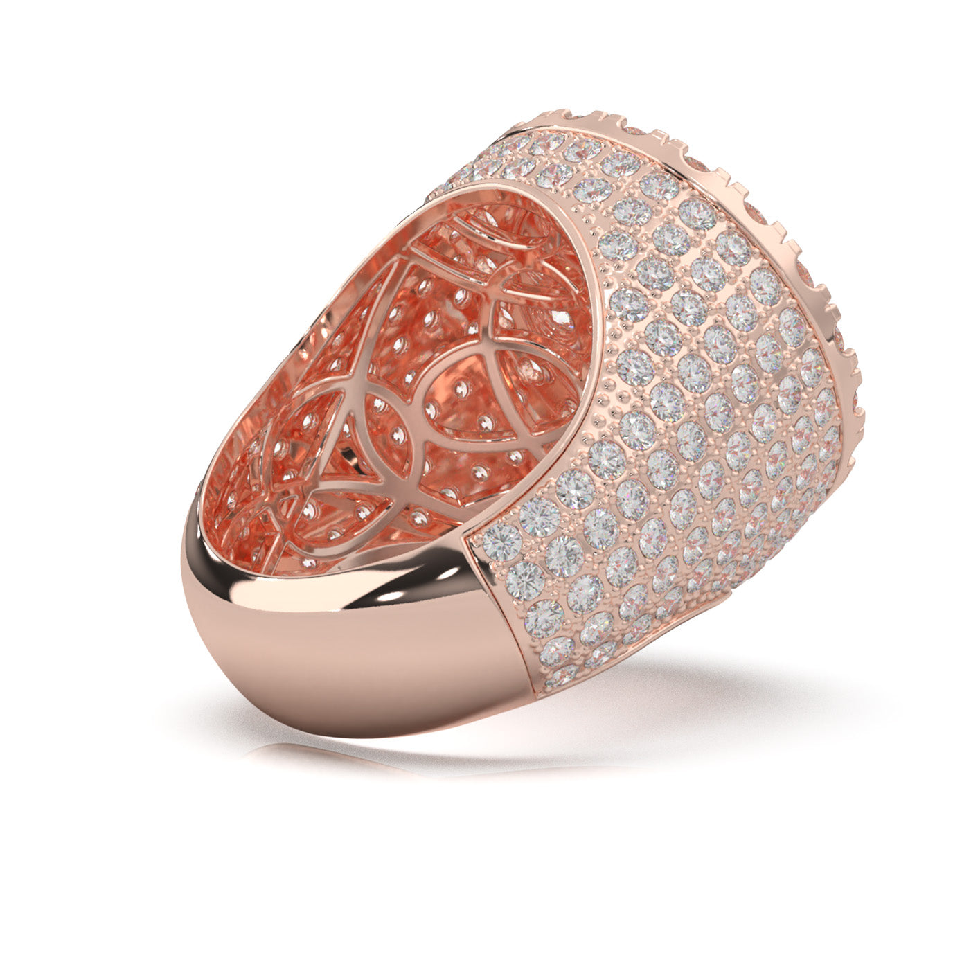 8.10 ct Moissanite Statement Mens Rings in 14k Rose Gold