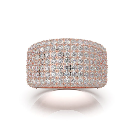 5.90 ct Moissanite Mens Rings in 14k Rose Gold