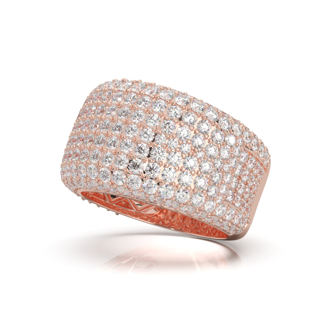 5.90 ct Moissanite Mens Rings in 14k Rose Gold